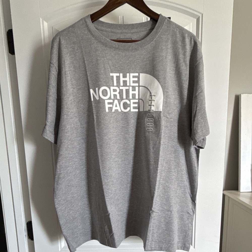 The North Face NWT Gray Logo Graphic Print Cotton Knit Crew Neck T-Shirt 2XL